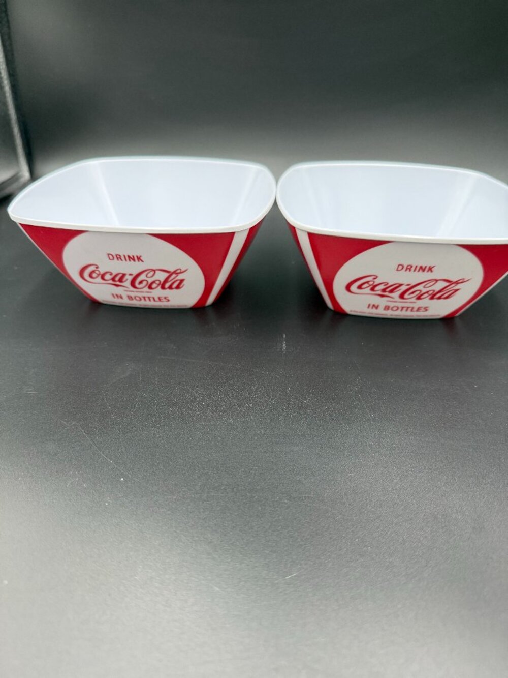 Coca Cola Drink Gibson Bowls Set Of 2 Square Plastic. Coke. New w/ Tags, 2 Sets.